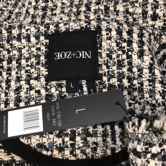 NIC + ZOE Tweed Open Front Raw Hem Blazer Jacket - Picture 6 of 6